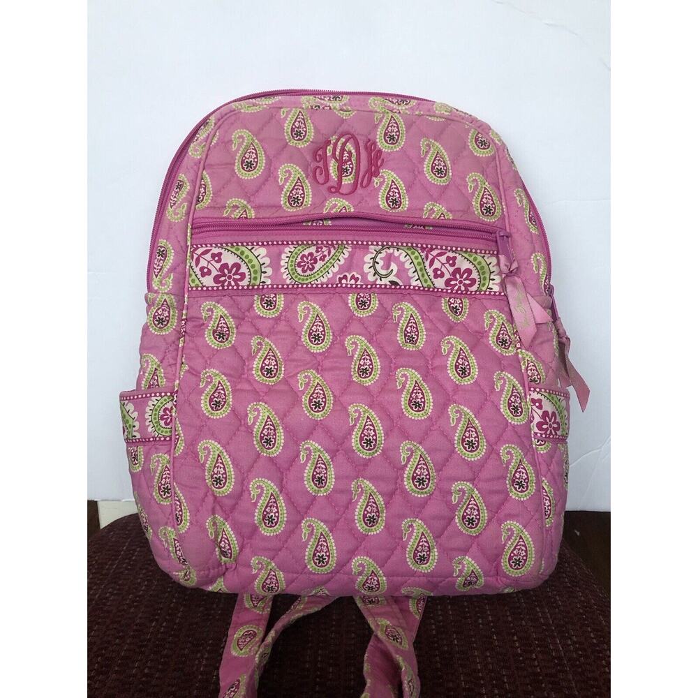 Vera Bradley Small Quilted Backpack 9” X 13” Clean Pink & Green